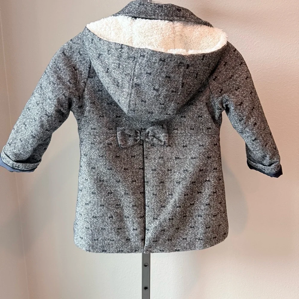 Y2K inspired OshKosh girls size 5 tweed wool blend pea coat with bows and hood